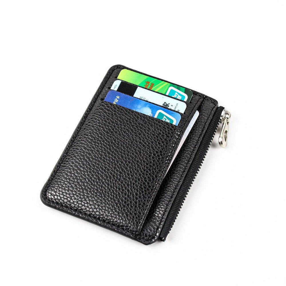 1pcs Slim Women Card Holder Pu Leather Unisex Zipper Business Card Case Men Credit Mini Cards Holder Wallet