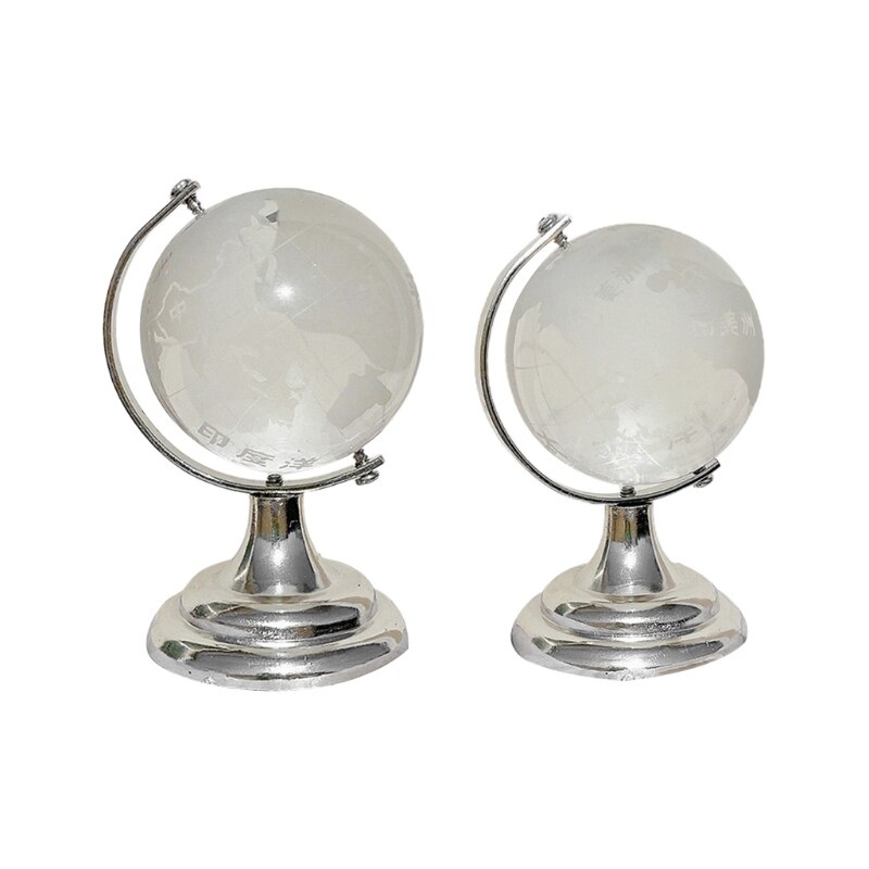 Mini Round Earth Art Crafts Home Office Desk Decoration Crystal Glass Ball World Globe
