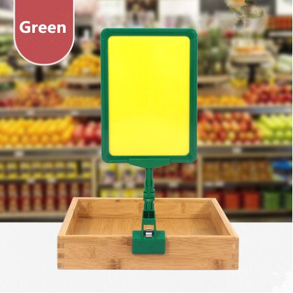 5 Pcs A5 Pop Adjustable Plastic Sign Holder Clip-on Style Rotating Price Label Tag Merchandise Sign Display Clip Holder: Green