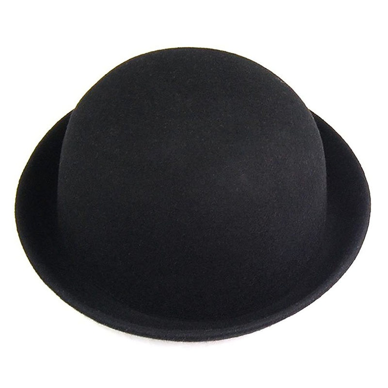 1 stk melon bowler hat filt chaplin ridning hat (sort)