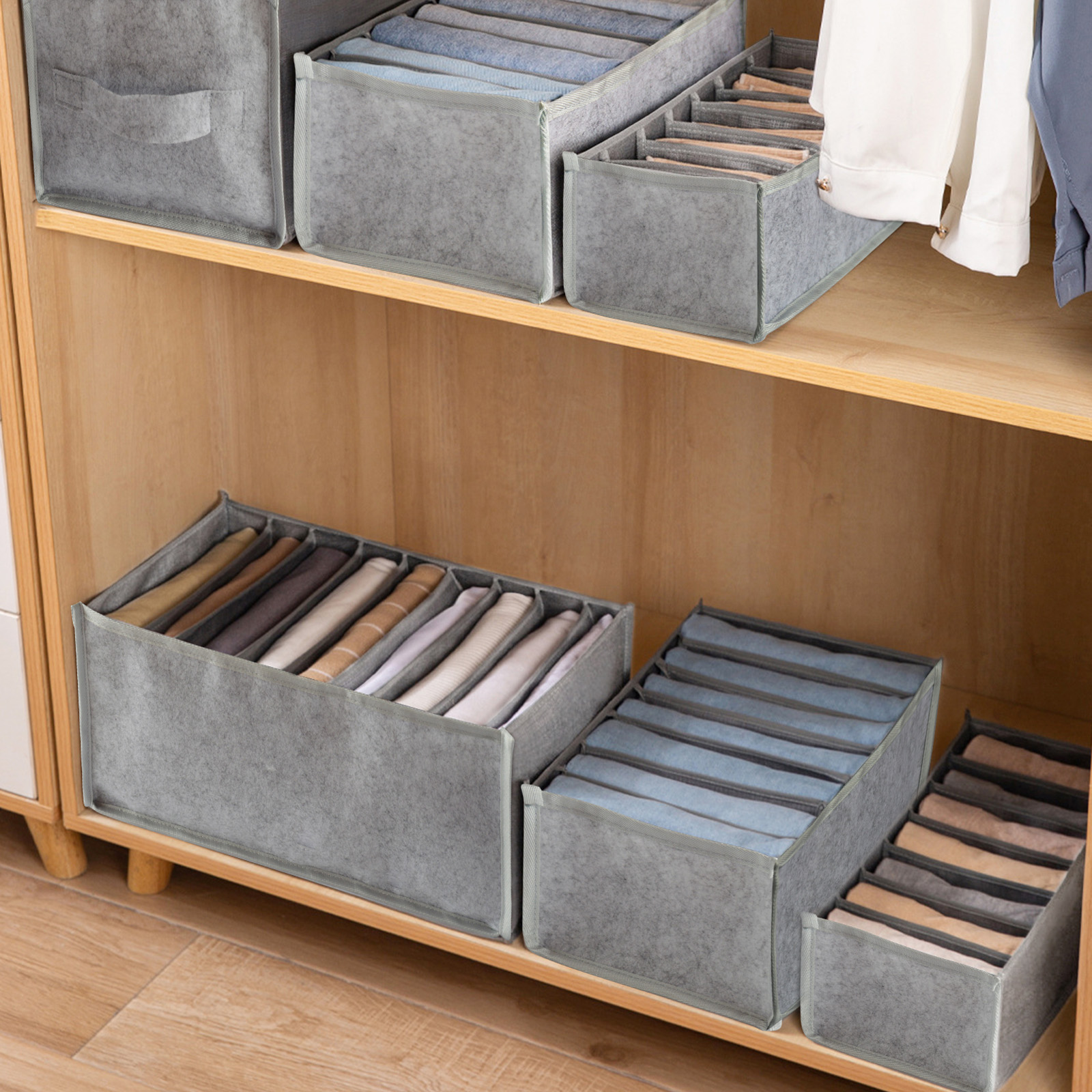 Clothes Organizer Jeans Storage Box Organizer Box Wardrobe Clothes Storage Box with Compartments Socks Underwears Bras Storages