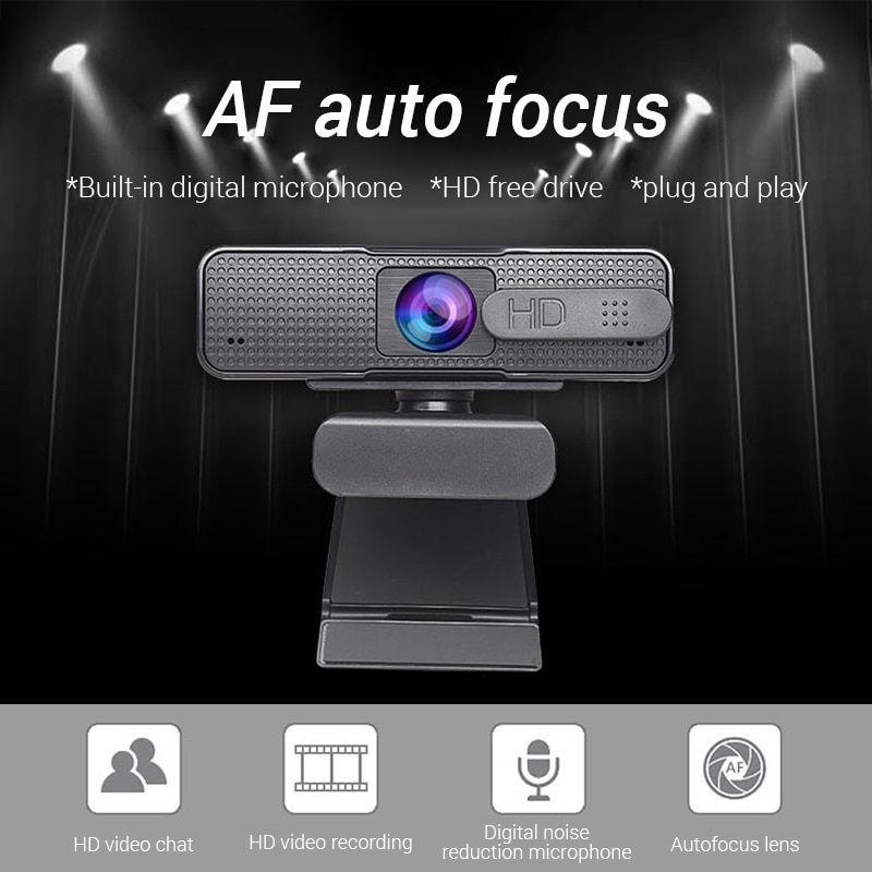 Autofocus Webcam 1080P HD USB Camera per Computer PC Web Camera con microfono Webcamera HD Video Ashu H701 Web Cam per PC