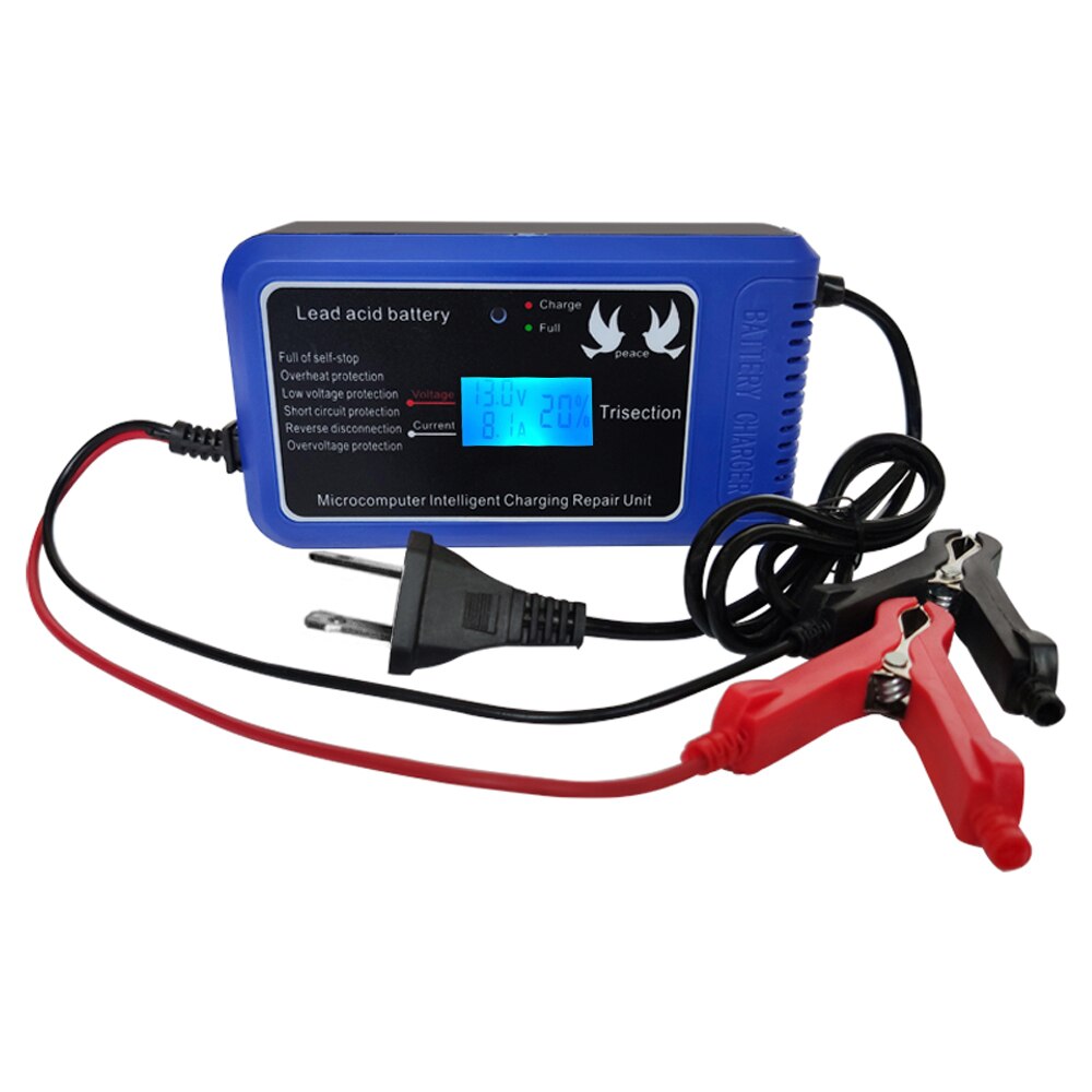 12V 10A Intelligent Repairing Car Charger with LED Display Motorcycle &amp; Car Battery Charger Lead Acid Battery Charger: US Plug