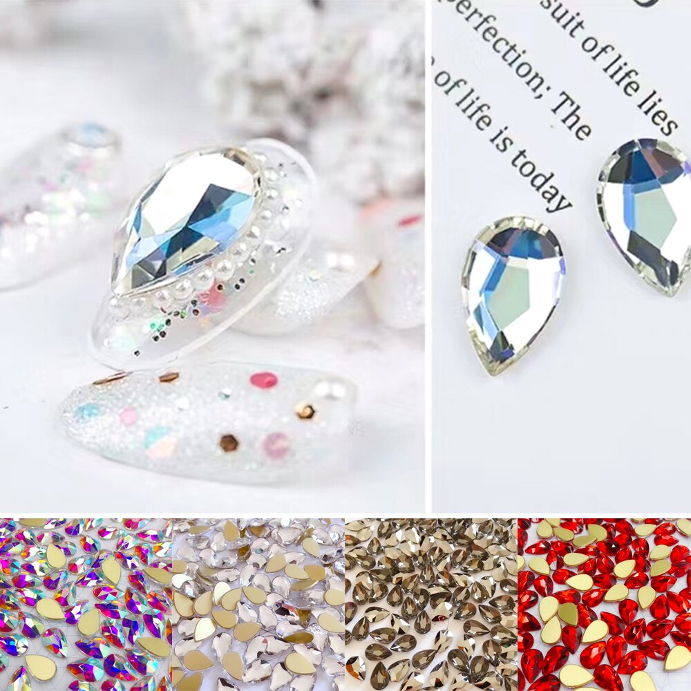 20Pcs Glas Crystal Rhinestones 3D Big Water Stenen Nail Art Decoratie Strass Polijsten Charm Accessoires Sieraden