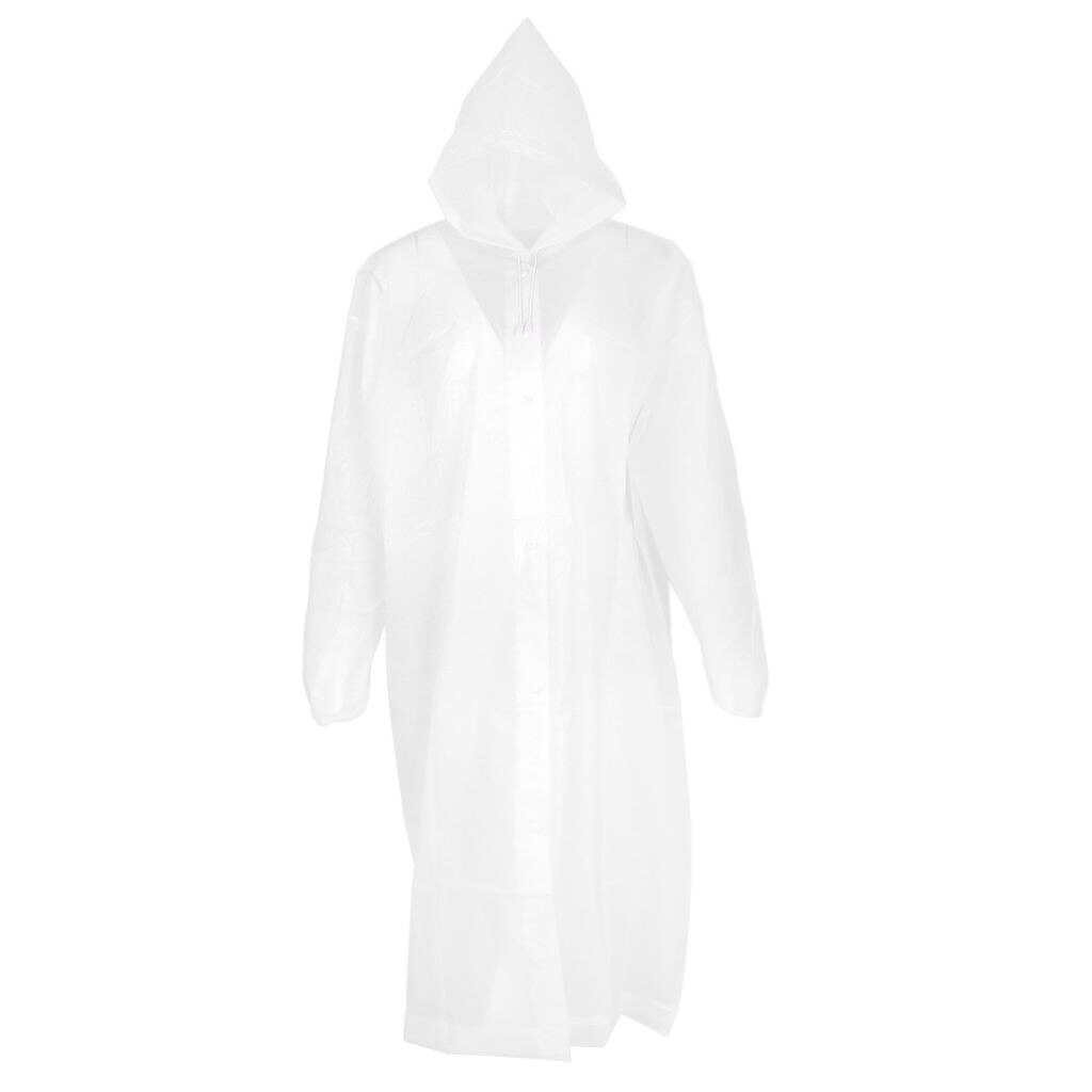 Reusable Adult Raincoat Outdoor Camping Rain Poncho with Hoods and Sleeves: white