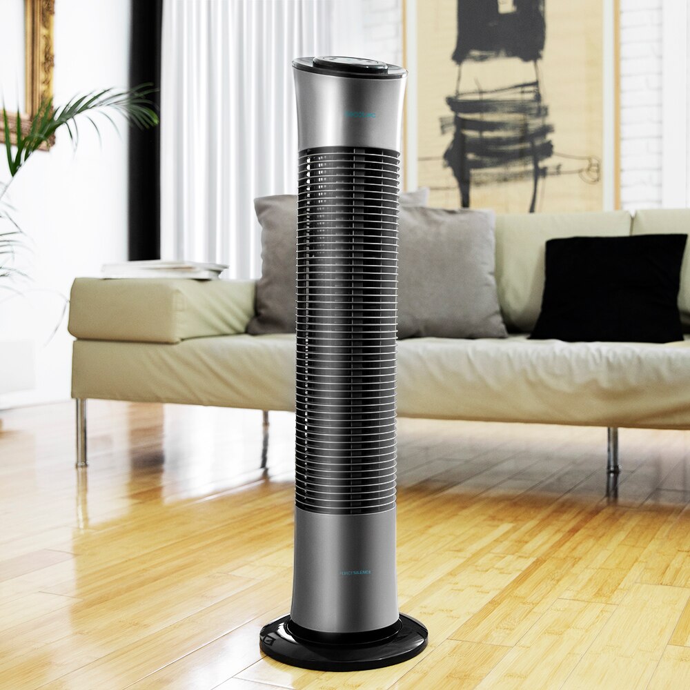Cecotec ForceSilence 7090 Skyline Digitale Tower Ventilator met Grijze Kleur 3 Speed Koper Motor met 76 cm Hoogte