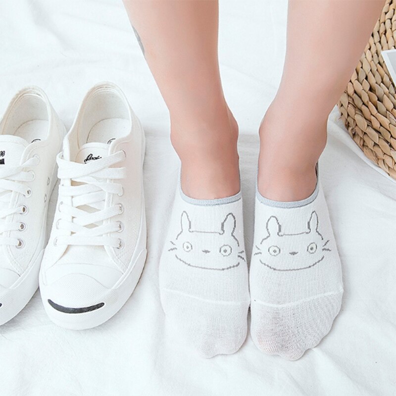Karikatur Katze Fuchs Socken Nette Ebene Druck Frauen Socken Sommer Lustige Kurze Socken Damen Baumwolle Socke Mädchen PD0161