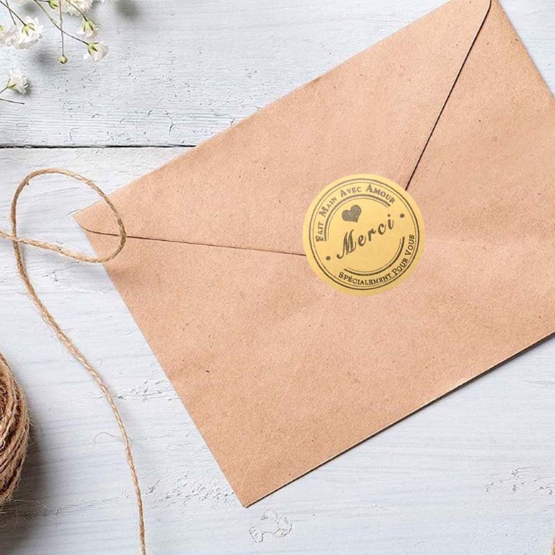 500Pcs Kraft Merci Franse Bedankt Etiketten Sticke... – Vicedeal