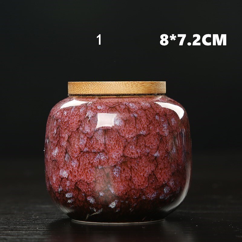 650ml Sealed Ceramic Porcelain Tea Caddy Teaware Pot Kiln To Tea Pot Household Storage Container Tea Container Ceramic Container: S RED