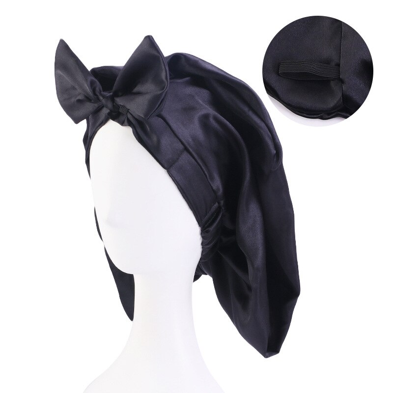 Bonnets de cheveux en Satin pour femmes, Bonnet de couchage soyeux avec bande élastique douce, grands Bonnets pour femmes: 7