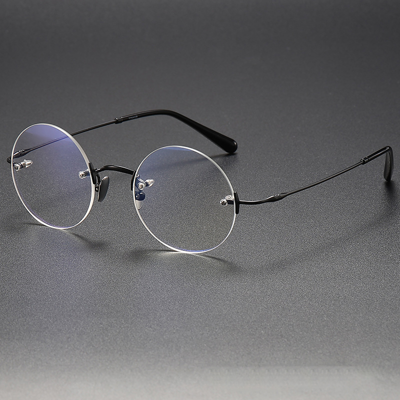 Topkwaliteit Ronde Randloze Titanium Bril Frame Mannen Vintage Eenvoudige Kleine Gezicht Optische Brillen Brillen Brillen: Rood
