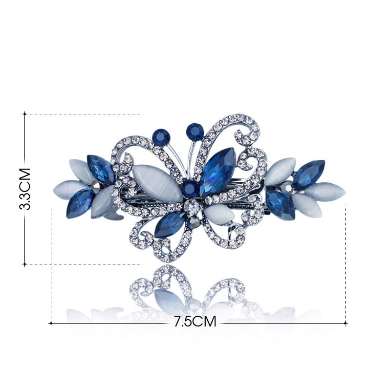 Broche de cristal de mariposa con diamantes de imitación Opals, pasador para el pelo, accesorios para el pelo, joyería para mujer, niña, boda F134