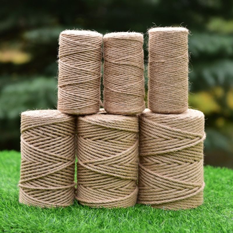 1 rollo de cuerda de cáñamo yute Natural de 25/50/100/200m, decoración del hogar, estilo Retro, cuerda decorativa para manualidades DIY, cuerda decorativa de 1-14mm de diámetro hecha a mano