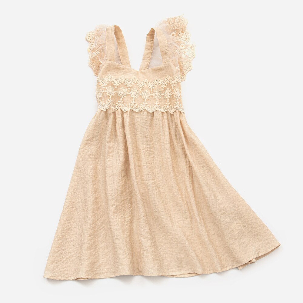 Teenage Girls Princess Lace Dress Summer Kids Children Cotton Ruffles Strap Beach Sundress With Back Bow Teen Midi Dresses 12 14: 11T