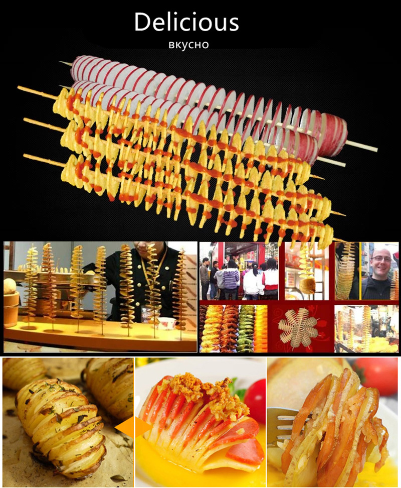 Stainless Steel Manual Tornado Potato Machine Spiral Twisted Taro Slicer Chips Cutter Machine