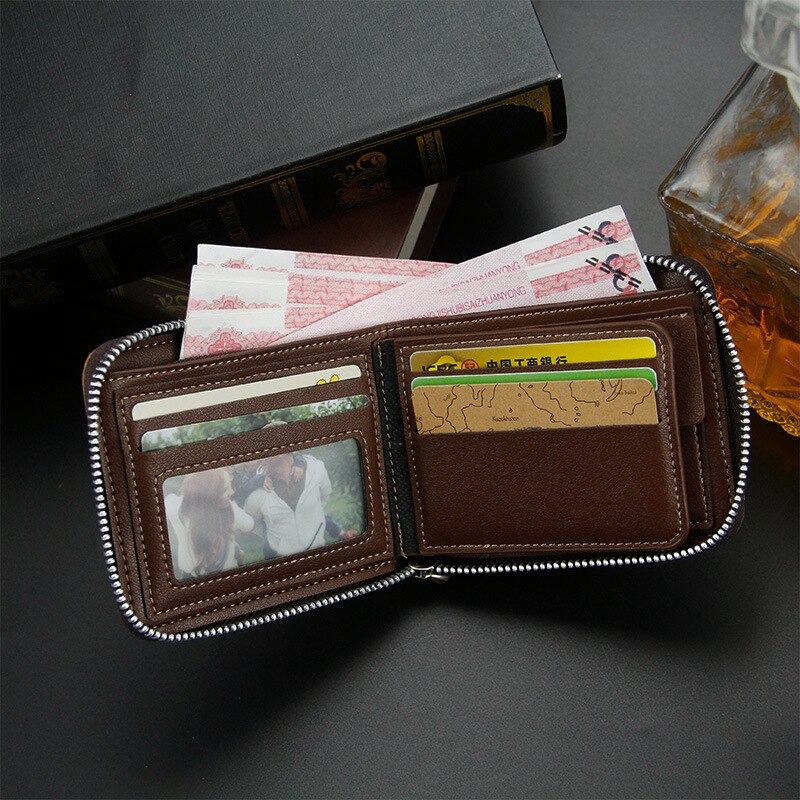 Luxe Mannen Portefeuilles Mode Kaarthouder Portemonnee Multifunctionele Lederen Portemonnee Minimalistische Voor Mannelijke Rits Portemonnee Met Card Wallet