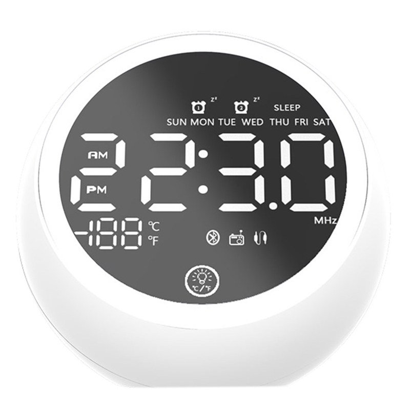 X10 Bluetooth Speaker Alarm Clock Night Light Multifunctional Audio With Radio: White
