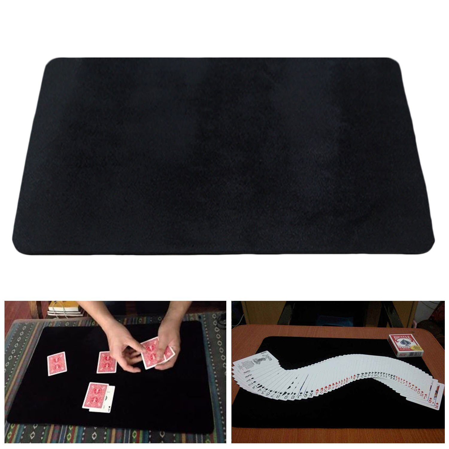 Besegad 3 Sizes Black Poker Card Mats Close-up Pad Magic Tricks Magician Props Accessories Toys Coin Illusion Magic