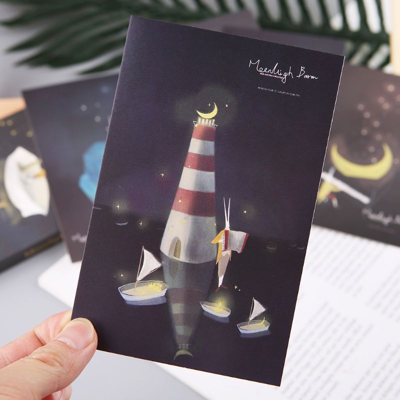 30pcs Vintage Luminous Postcard Glow In The Dark Moon Light Greeting Post Card Novelty Xmas Greeting Cards