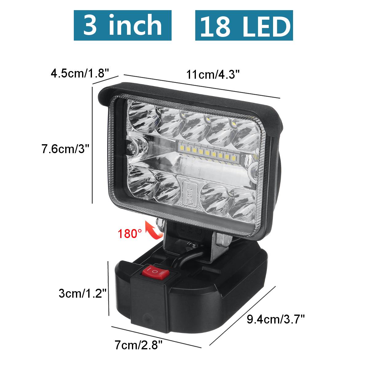 18v ledningsfri led lommelygte arbejdslys lommelygte til makita led lampe uden batteri usb udendørs nødlys spotlight: 3 tommer 18 led
