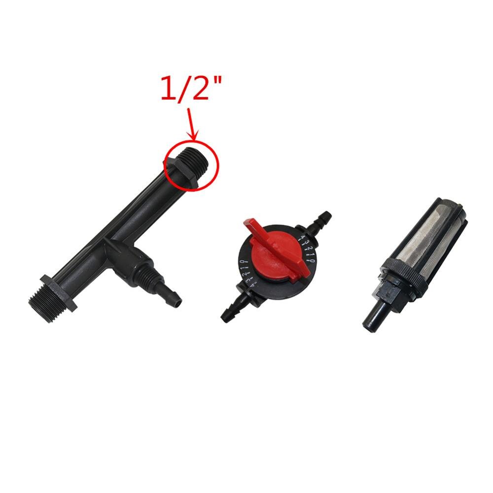 Irrigation Venturi Fertilizer Injector with 1/2, 3/4 inch male Thread, 4-speed flow control valve, Water filter kit 1 Set: Blue