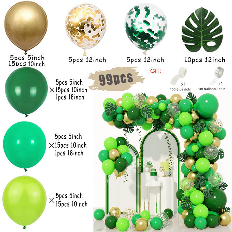 Kit de arco de guirnalda de globos blancos de Safari en la jungla, suministros para de cumpleaños para niños, globos de látex dorados con patrón de ciervo, decoración para Baby Shower: Emerald