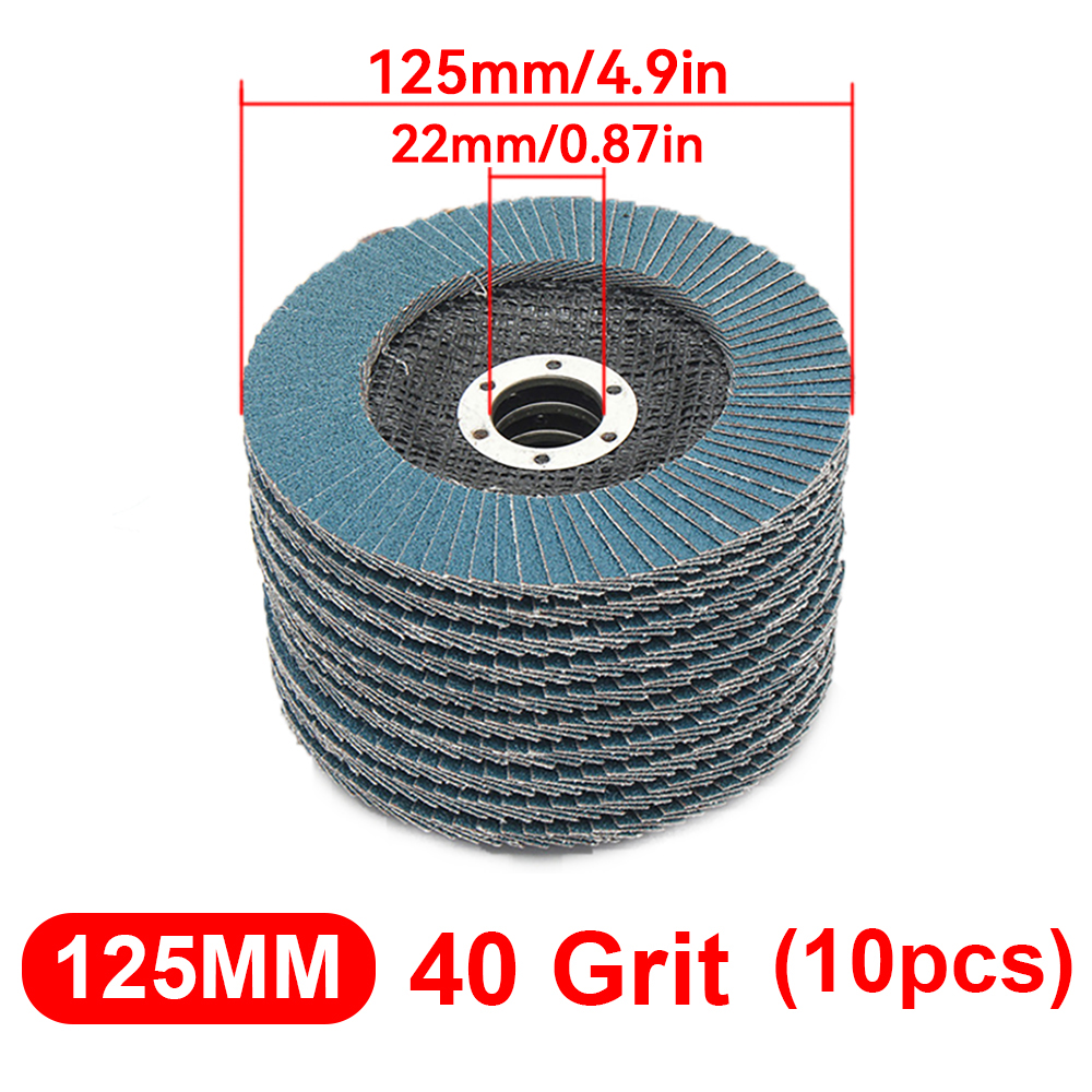 10 Stuks 125 Mm Platte Flap Schijven 5 "40/60/80/120Grit Haakse Slijper Schuurschijven Slijpschijven Hoek Voor Metaal Hout Polijsten