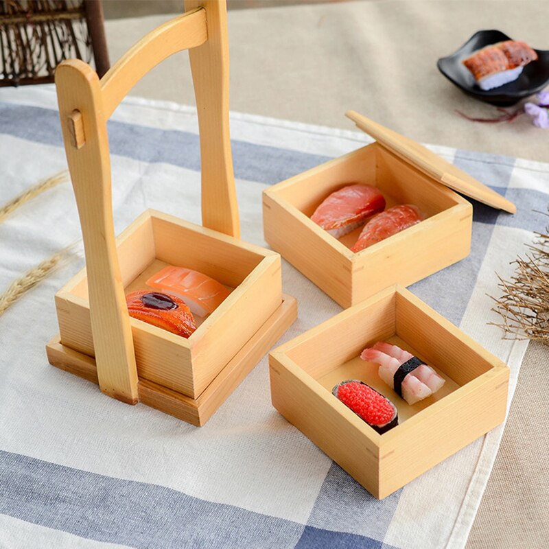 Wooden Simple Portable Sushi Box Japanese Bento Boxes Household Multi-layer Lunch Box