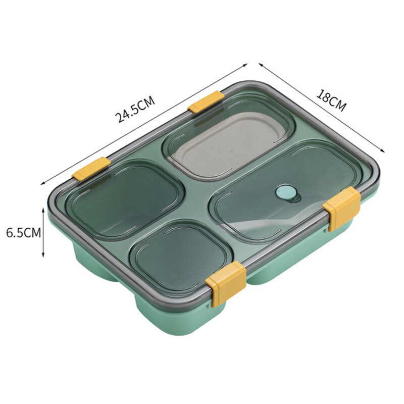 Lunchbox Bento Box Lunch Container Voedsel Opbergdoos Magnetron Draagbare Gezonde Picknick Voor Kinderen Volwassen Student Plastic 3 kleur: 4-Grid Green