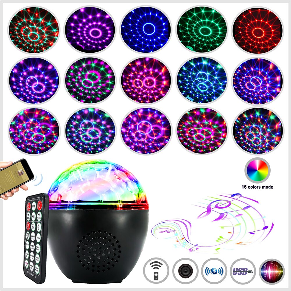 Bluetooth USB Oplaadbare Disco Bal Lichten 16 Kleuren Modes Strobe Podium Verlichting voor Feesten, , wieden en Kinderkamer