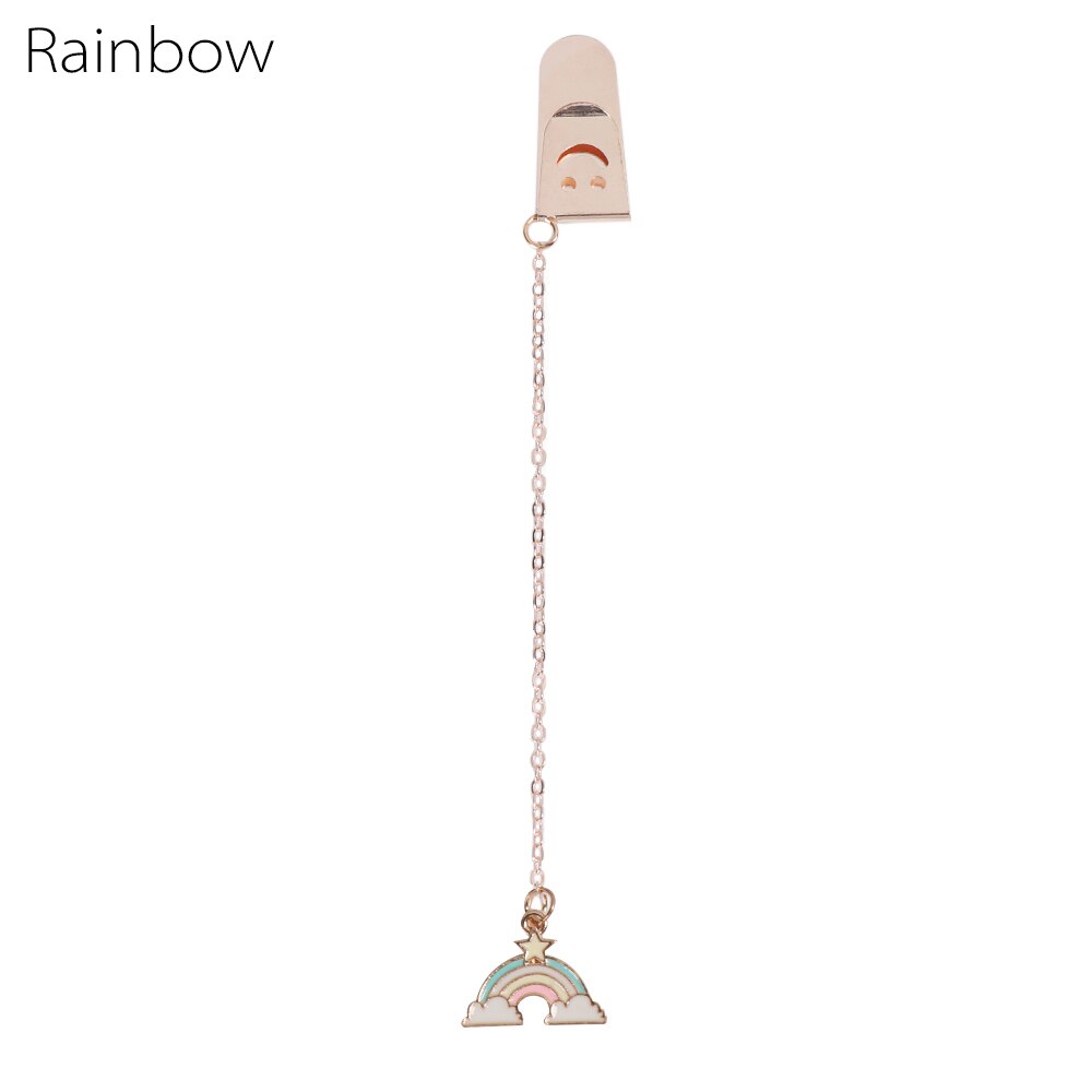 1PC Cartoon Character Bookmarks Metal Pagination Mark Cute Pendant Bookmark Marker Clip Stationery School Office Supplies: rainbow