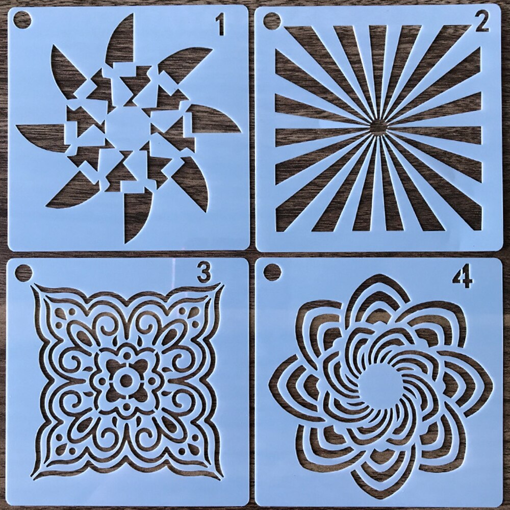 Plantilla de punteo de Mandala para dibujar plantillas de Mandala huecas, tela de rocas, herramientas de pintura artística de pared, accesorios para manualidades DIY