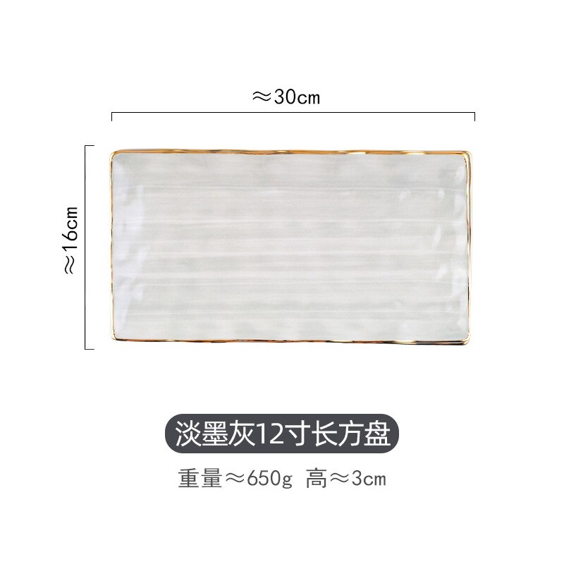 Gouden Rand Porselein Diner Plaat Set Ronde Keramische Serveerschaal Servies Set Plaat Schotel Kom Servies Set: Blauw