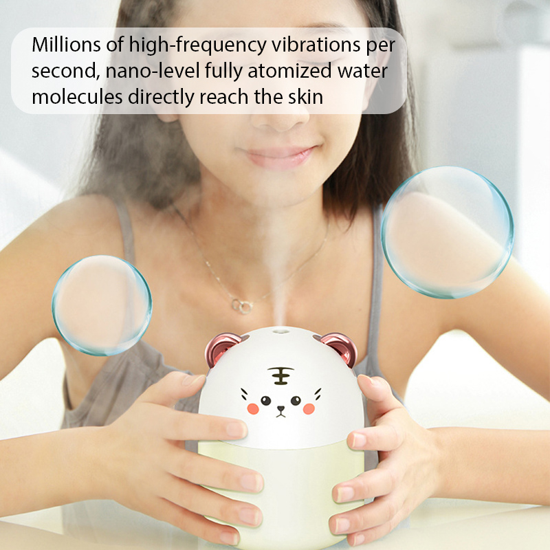 Humidificador de aire con forma de Tigre, difusor de aceites aromáticos ultrasónico para mascotas bonitas, lámpara LED de Color romántico, USB, 300ML