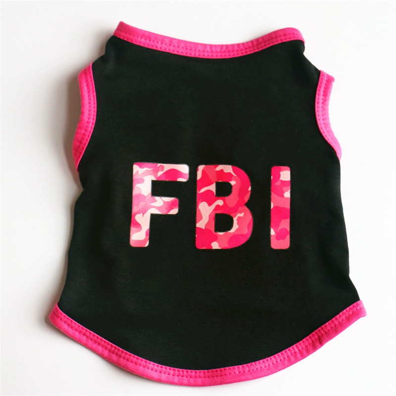 Pet Clothes For Dogs Letter Printing Cooling Vest Sleeveless Dog T-Shirt FBI Police FBI Grid Clothes Poodle Clothes E