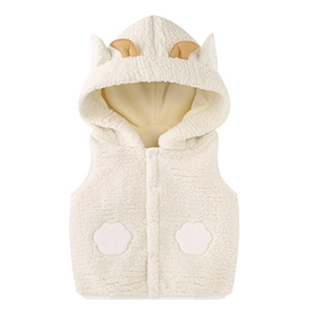 Knop Leuke Warme Zachte Baby Peuter Uitloper Mouwloze Meisjes Jongens Baby Vest Comfortabele Herfst Winter Hooded Mode: WHITE / 90cm