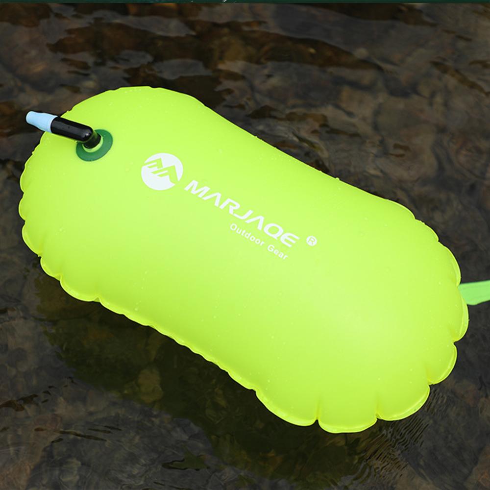 Svømning bøje svømning livreddende bøjer oppustelige flyde taske sikkerhed flydende luft tør taske slæb flyde drivende signal airbag: Lille grøn 48cm