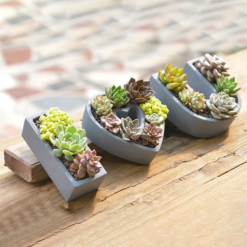 Ik hou van jou vormige oppervlak kaarshouder mal cactus bloempot vaas mal diy siliconen beton cement mal