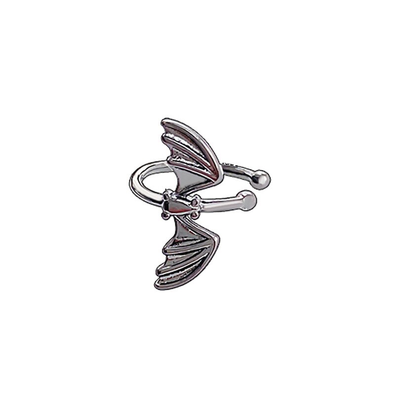 Trend Oorbellen Voor Vrouwen Black Bat Geen Doorstoken Eenvoudige Oor Clip Hip Hop Gothic Mannen Ear Bone Clip mode Halloween Oorbel: Antique Silver Plated