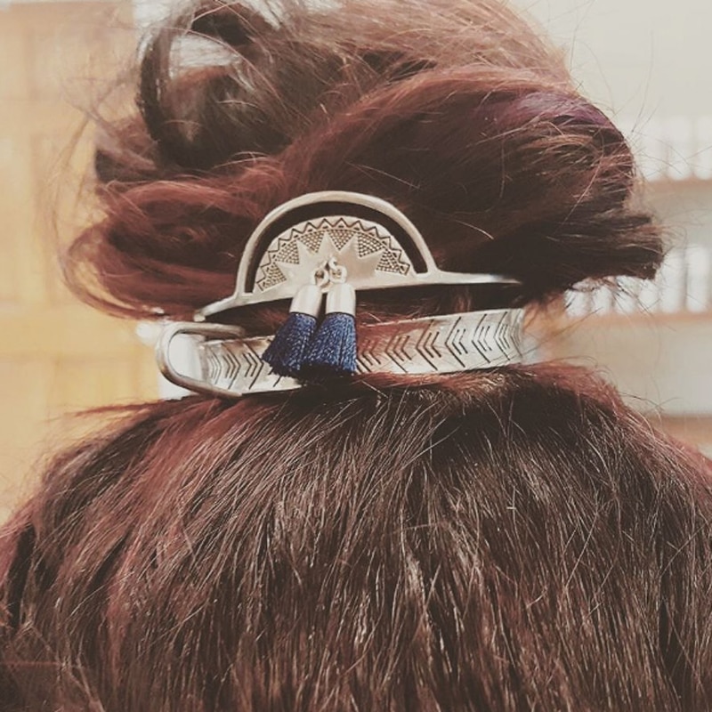 Originale Della Boemia Dei Capelli Bastone di Nuovo Della Lega Delle Nappe panino titolare Accessori per Capelli Vintage ▾ BOHO Affascinante Panino Gabbia Femme bijoux