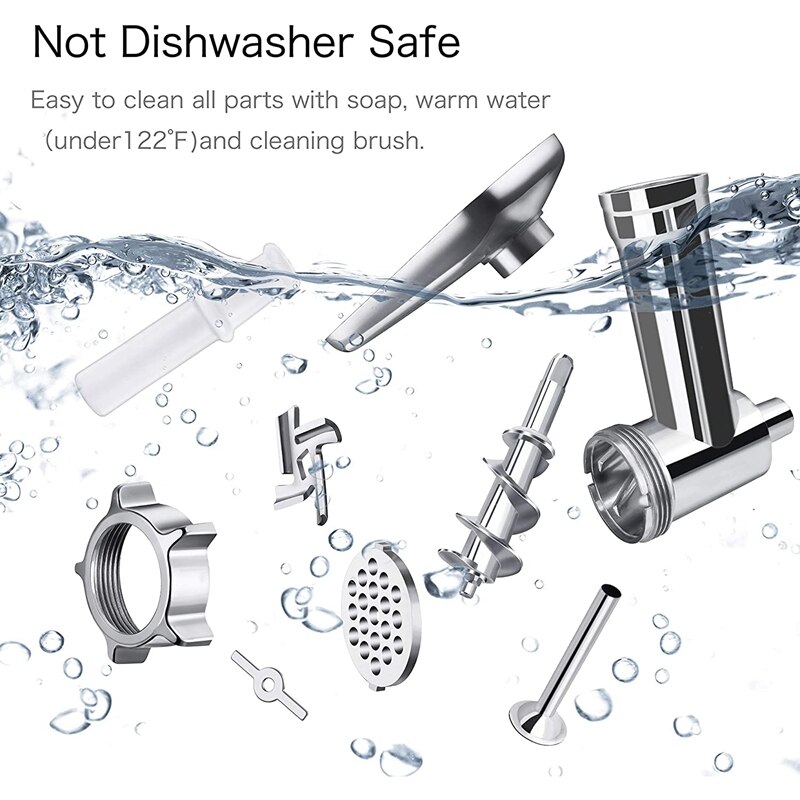 Meat Grinder Attachment For Kitchenaid Stand Mixers Sausage Stuffer Tubes, Durable Metal Food Grinder Attachments