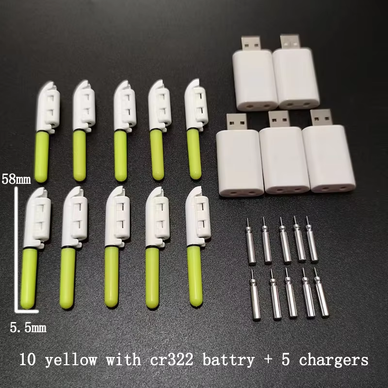 10 st/parti elektronisk ljuspinne med uppladdningsbart batteri, klämma på fiskespö, lysande lampa  a578  cr322 / cr425: Mång