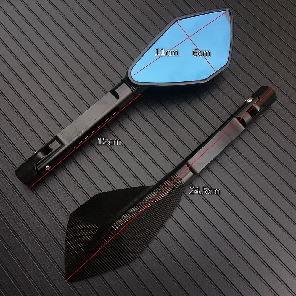 Universal Motorcycle Achteruitkijkspiegels Cnc Aluminium Blauw Lens Anti-Glare Side Spiegels Stuur End Achteruitkijkspiegel Accessoires