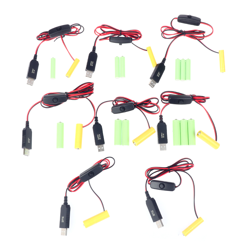 Aaa Attrappe-Batterie Adapter USB-Netzteil Schalter Kabel ersetzen aaa Batterien für Fernbedienungen Kamera Spielzeug LED-Streifen