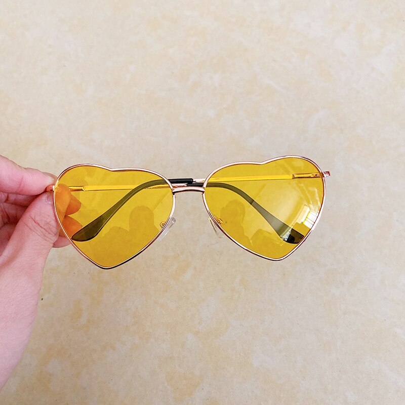 Retro gradient pige hjerte solbriller hjerteformede briller kvinder dame kvindelige børn solbriller: Voksen gul