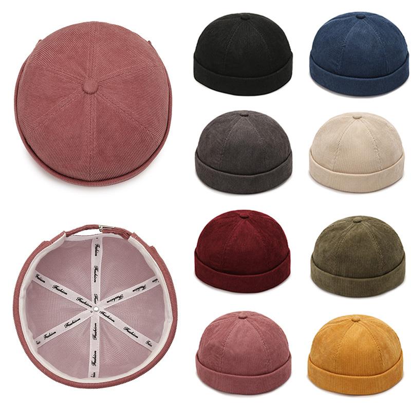 Retro Dome Beanie Hat For Men And Women Brimless Hats Skullcap Docker Adjustable Solid Color Novelty Cotton Caps Men Bonnet