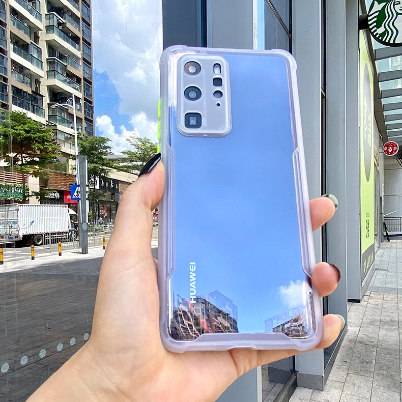 Luksusowe, odporna na wstrząsy rama jasne etui na telefony dla HUAWEI P40 P30 Pro Lite obiektyw pełna ochronna przezroczysta pokrywa dla Huawei P 40 P30: For HuaWei P30 / WHITE