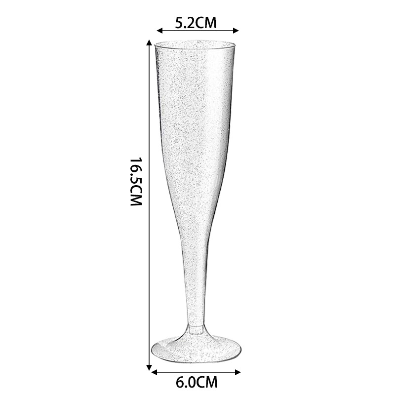 Clear Champagne Flutes Stemmed Party Wine Cups Crystal Wine Cocktail Cups Plastic Glitter Champagne Flutes Reusable: grey
