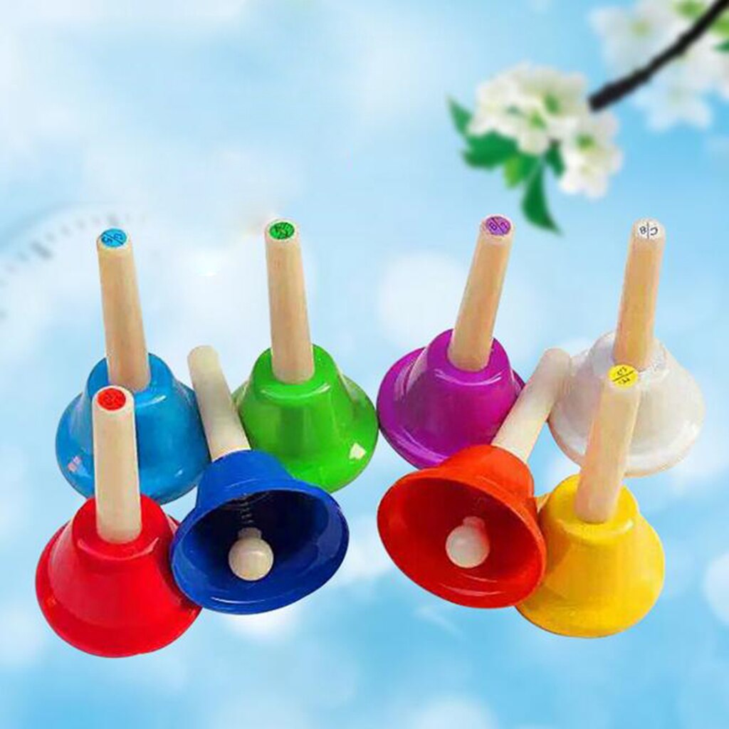 8-Note Hand Bells Set,Hand Percussion Musical Educational Instrument Toy for Kids