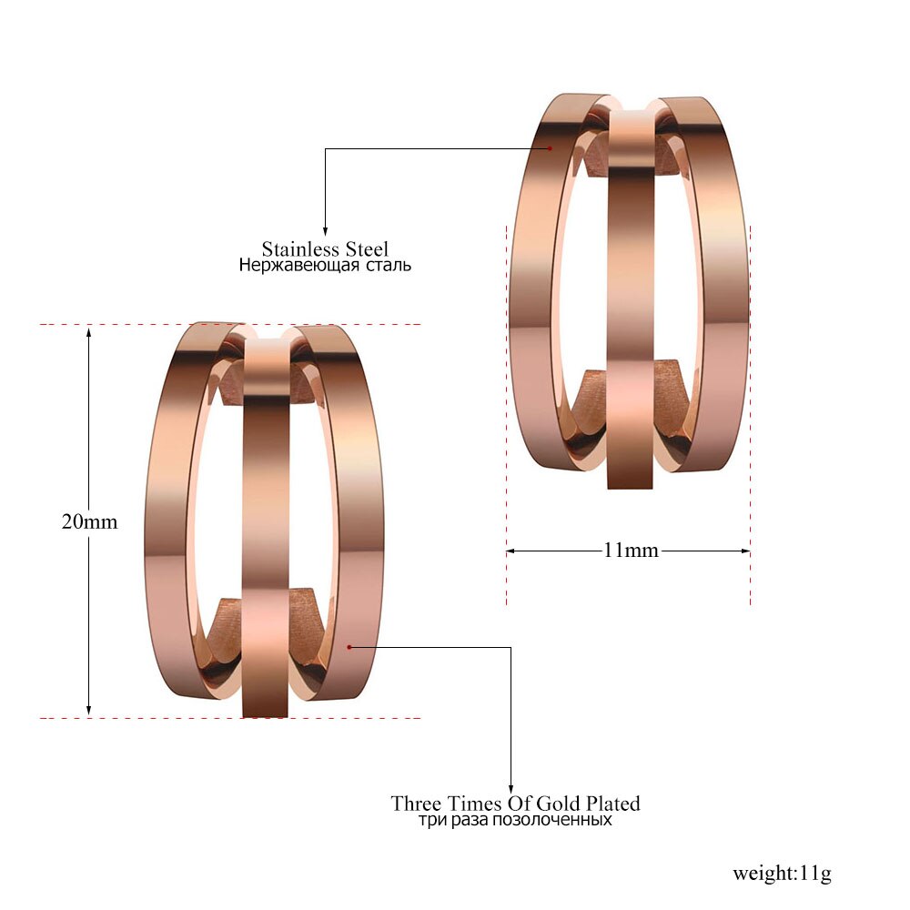 Lokaer 3Pcs Semicírculo Brincos de Geometria Jóias Moda Titanium Aço Inoxidável Rose Gold Stud Brincos Para Mulheres Meninas E20035